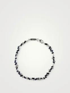 Fireworks Bliss 18K White Gold Tennis Bracelet With Blue Sapphire And Diamonds