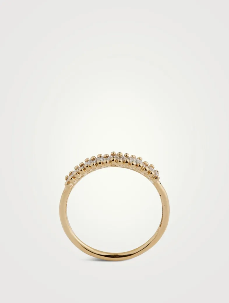 Fireworks 18K Gold Half Band Ring With Diamonds