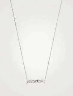 Fireworks 18K White Gold Bar Necklace With Diamonds