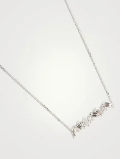Fireworks 18K White Gold Bar Necklace With Diamonds