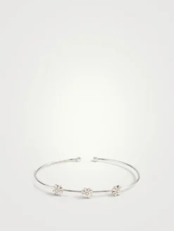 Fireworks 18K White Gold Small Starburst Bangle Bracelet With Diamonds