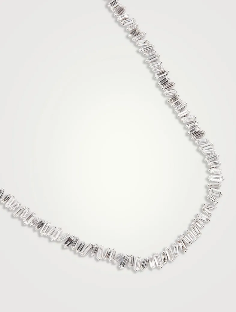 Fireworks 18K White Gold Tennis Necklace With Diamonds