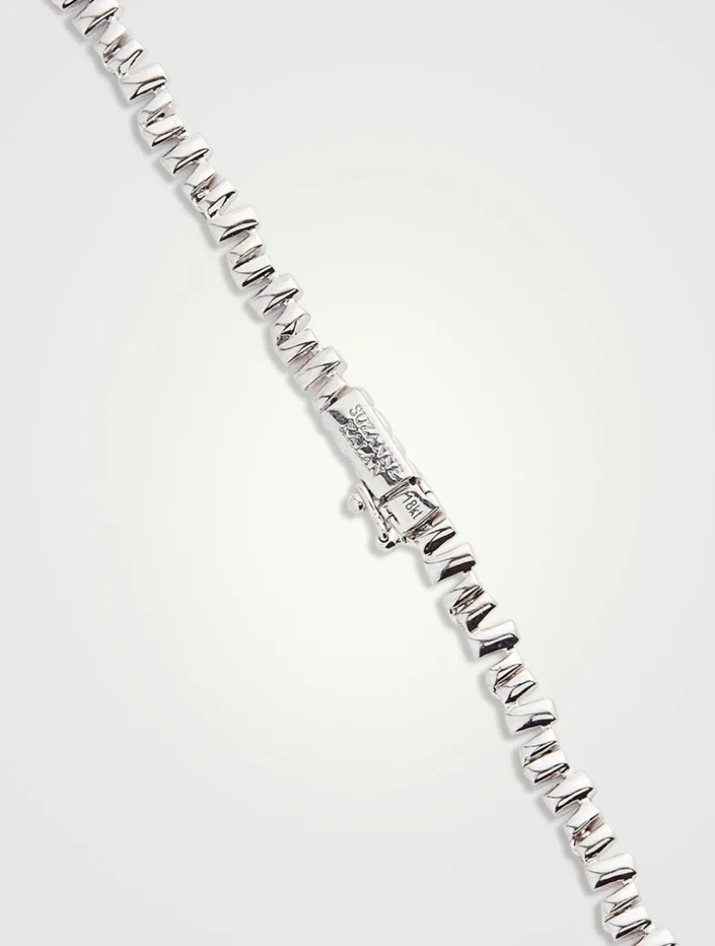 Fireworks 18K White Gold Tennis Necklace With Diamonds