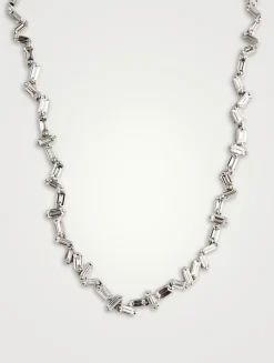 Fireworks 18K White Gold Zig-Zag Tennis Necklace With Diamonds