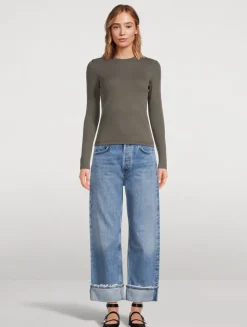 Fitted Rib Long-Sleeve Top