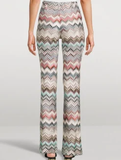 Flared Trousers In Zig Zag Print
