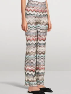 Flared Trousers In Zig Zag Print