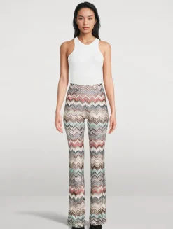 Flared Trousers In Zig Zag Print
