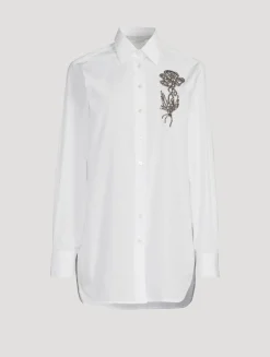 Floral Beaded Poplin Shirt