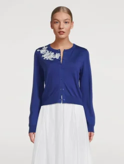 Floral-Embroidered Cardigan