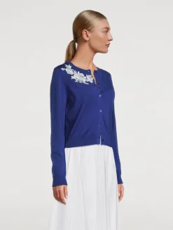 Floral-Embroidered Cardigan