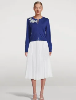 Floral-Embroidered Cardigan