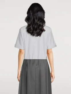 Floral-Embroidered Poplin Shirt In Stripe Print