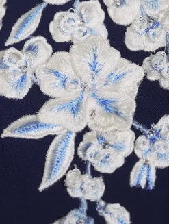 Floral-Embroidered Shift Dress