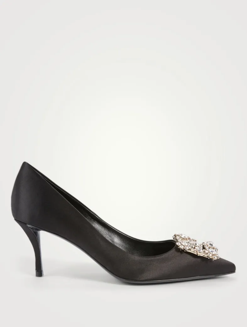Flower Strass Satin Pumps