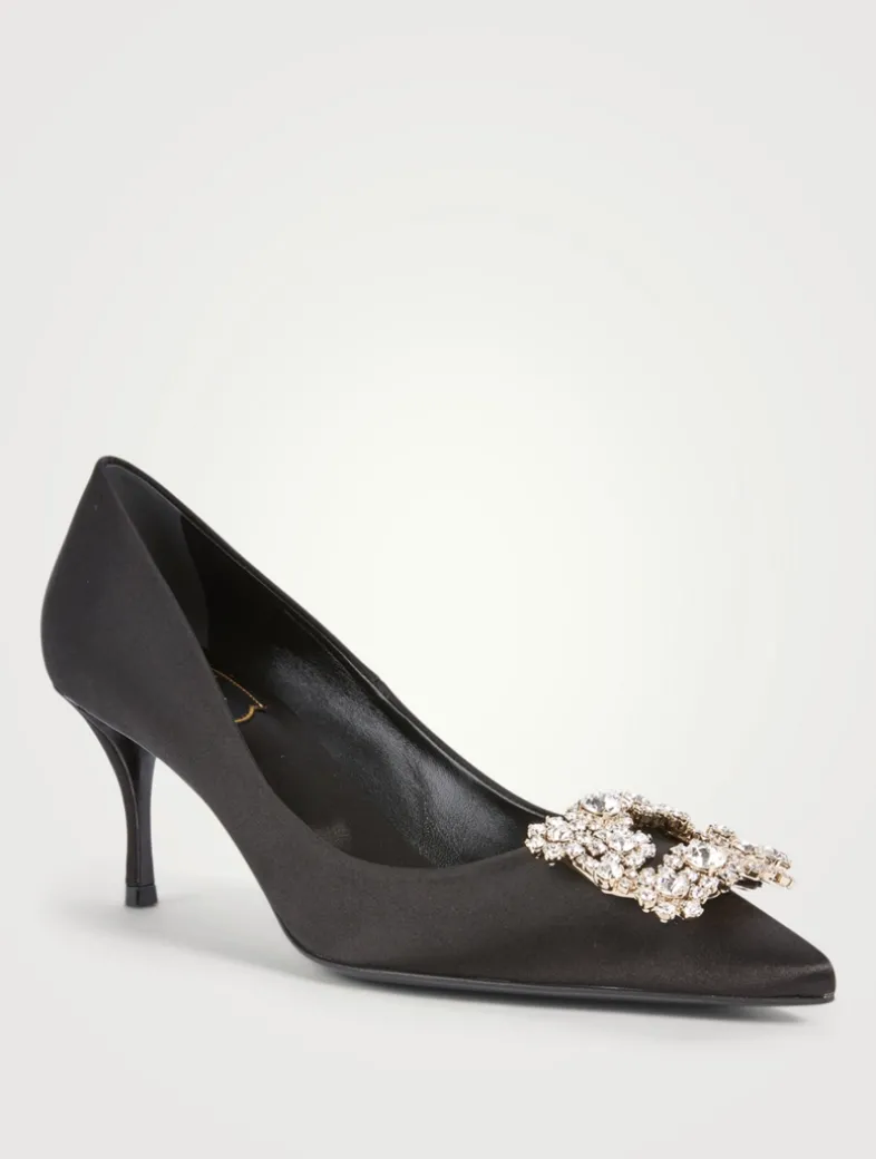 Flower Strass Satin Pumps