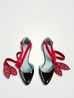 Foliefoliage Patent Leather Ankle-Tie Pumps