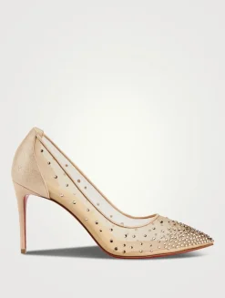 Follies Strass 85 Mesh Suede Pumps