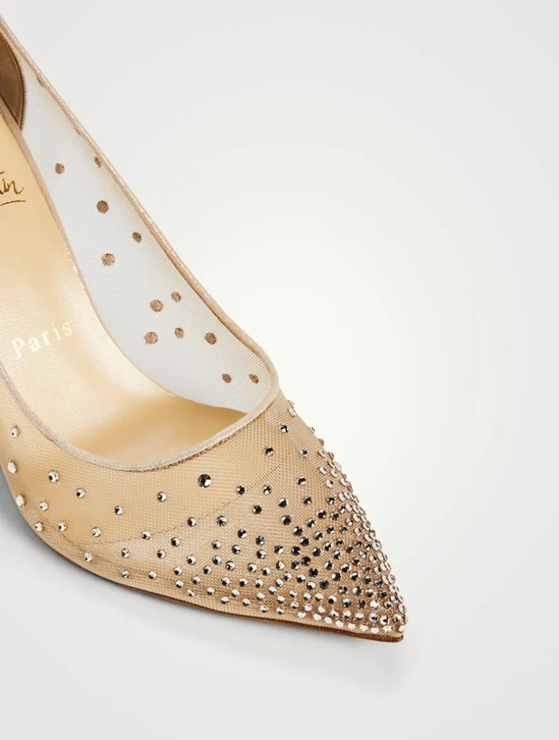 Follies Strass 85 Mesh Suede Pumps
