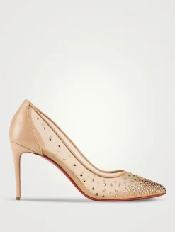 Follies Strass 85 Mesh Suede Pumps