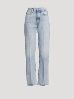 FRAME x Sotheby's Vertical Straight-Leg Jeans