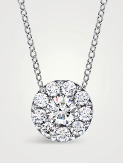 Fulfillment 18K White Gold Round Pendant Necklace With Diamonds