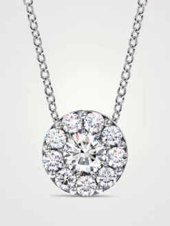 Fulfillment 18K White Gold Round Pendant Necklace With Diamonds