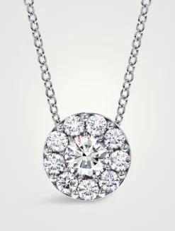 Fulfillment 18K White Gold Round Pendant Necklace With Diamonds