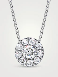 Fulfillment 18K White Gold Round Pendant Necklace With Diamonds