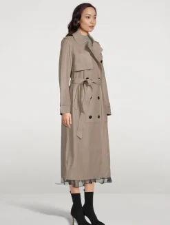 Gael Belted Leather Trench Coat
