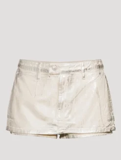 Gallivanting Metallic Denim Skort