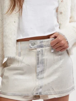 Gallivanting Metallic Denim Skort