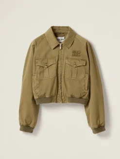 Garment-dyed Cotton Satin Bomber Jacket