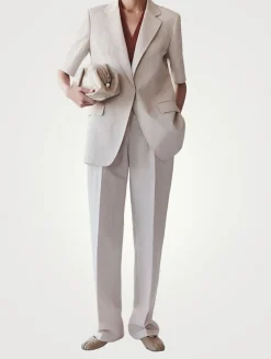 Gates Silk Linen Straight-Leg Trousers