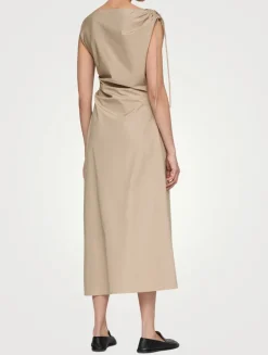 Gathered Poplin Midi Dress