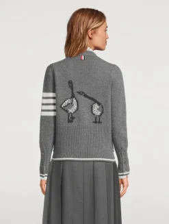 Geese Jacquard Wool Cardigan