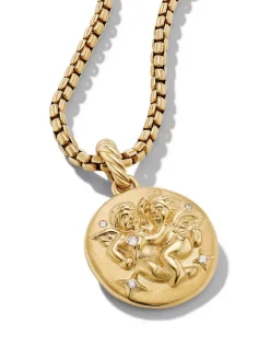 Gemini Amulet In 18k Yellow Gold With Diamonds