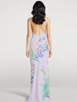 Gillian Chiffon Halter Dress In Floral Print