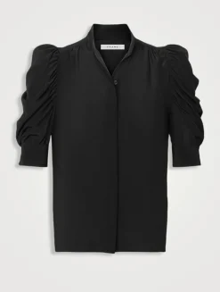 Gillian Puff-Sleeve Silk Blouse