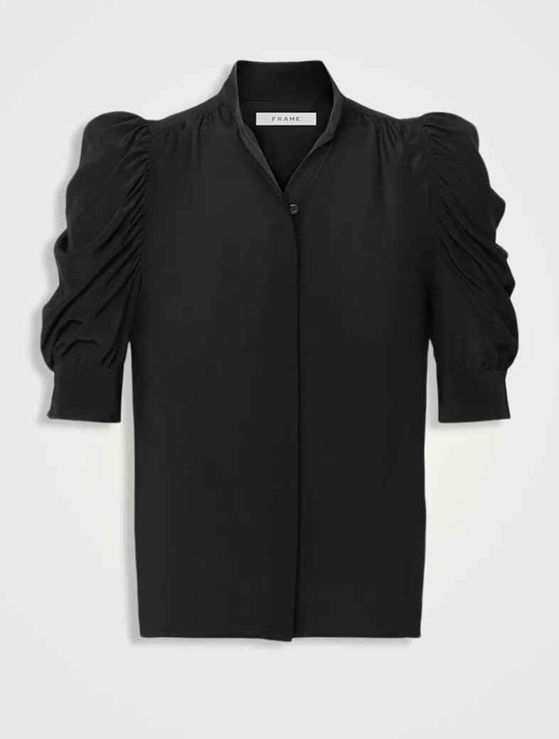 Gillian Puff-Sleeve Silk Blouse