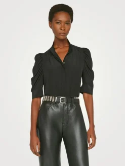 Gillian Puff-Sleeve Silk Blouse