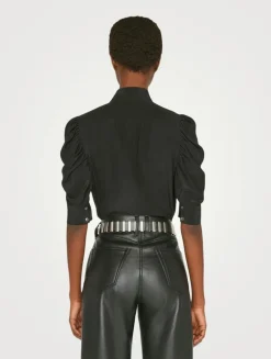 Gillian Puff-Sleeve Silk Blouse