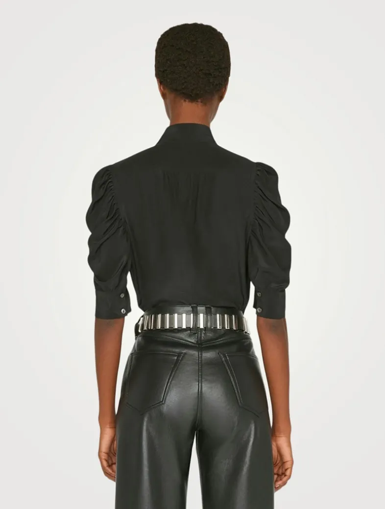 Gillian Puff-Sleeve Silk Blouse