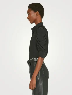 Gillian Puff-Sleeve Silk Blouse