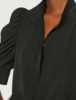 Gillian Puff-Sleeve Silk Blouse