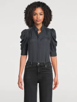 Gillian Puff-Sleeve Silk Blouse