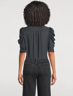 Gillian Puff-Sleeve Silk Blouse