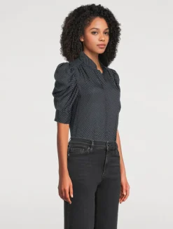 Gillian Puff-Sleeve Silk Blouse