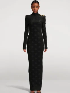 Gingham Jacquard Bouclé Maxi Dress