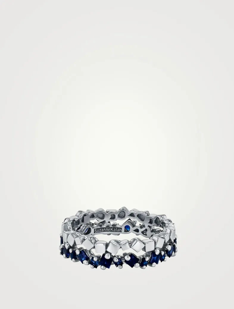 Golden Age 18K White Gold Mini Dark Blue Sapphire Eternity Band
